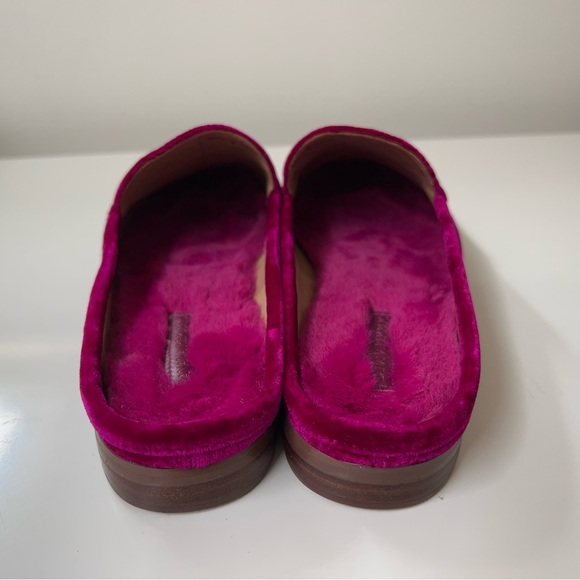 Demi Velvet Loafer Slides Faux fur Banana Republic Bright Magenta Pink Velvet - Picture 7 of 8